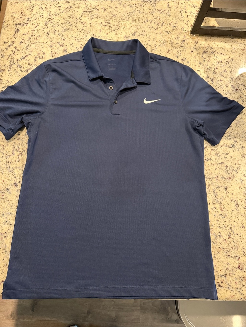 Nike Men's Navy Blue Performance Polo with White Swoosh